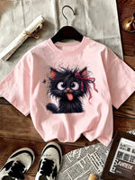 Kawaii Cat Print Graphic Tee