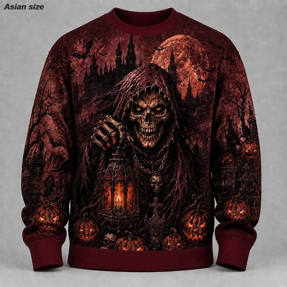 Gothic Skull Fleece Sweatshirt