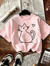 Kawaii Cat Print Graphic Tee