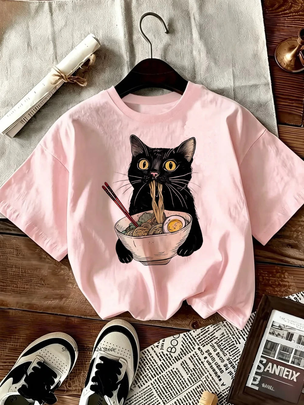 Kawaii Cat Print Graphic Tee