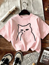 Kawaii Cat Print Graphic Tee