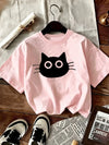 Kawaii Cat Print Graphic Tee