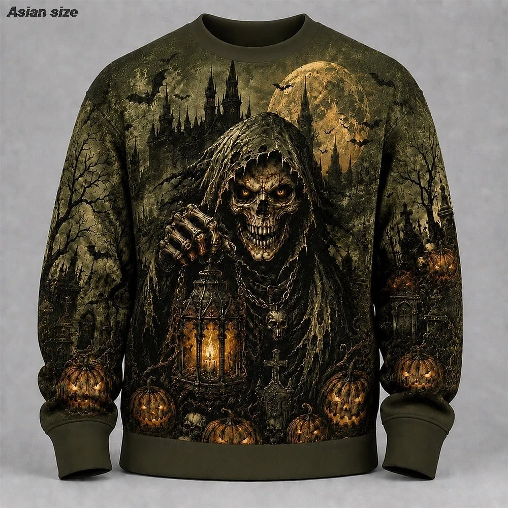 Gothic Skull Fleece Sweatshirt